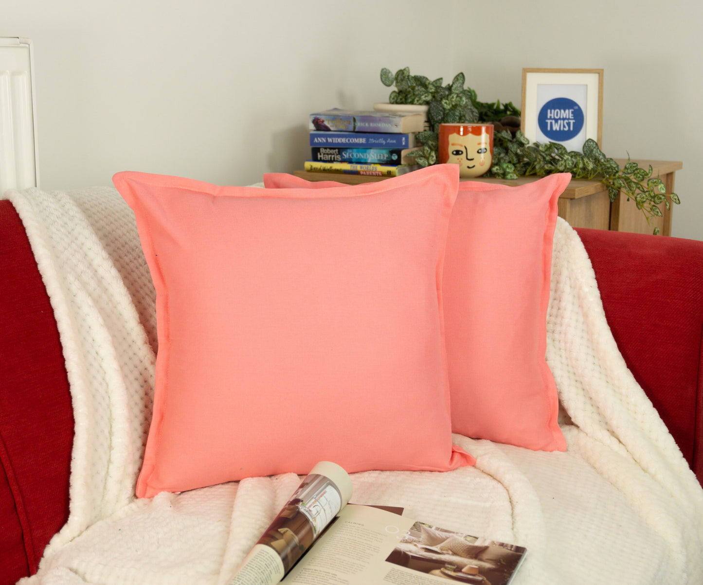 Cotton Linen Pink Cushion Cover, Linen Throw Pillow Cover, Pink Linen Pillowcase, 18x18Inches 45x45cm