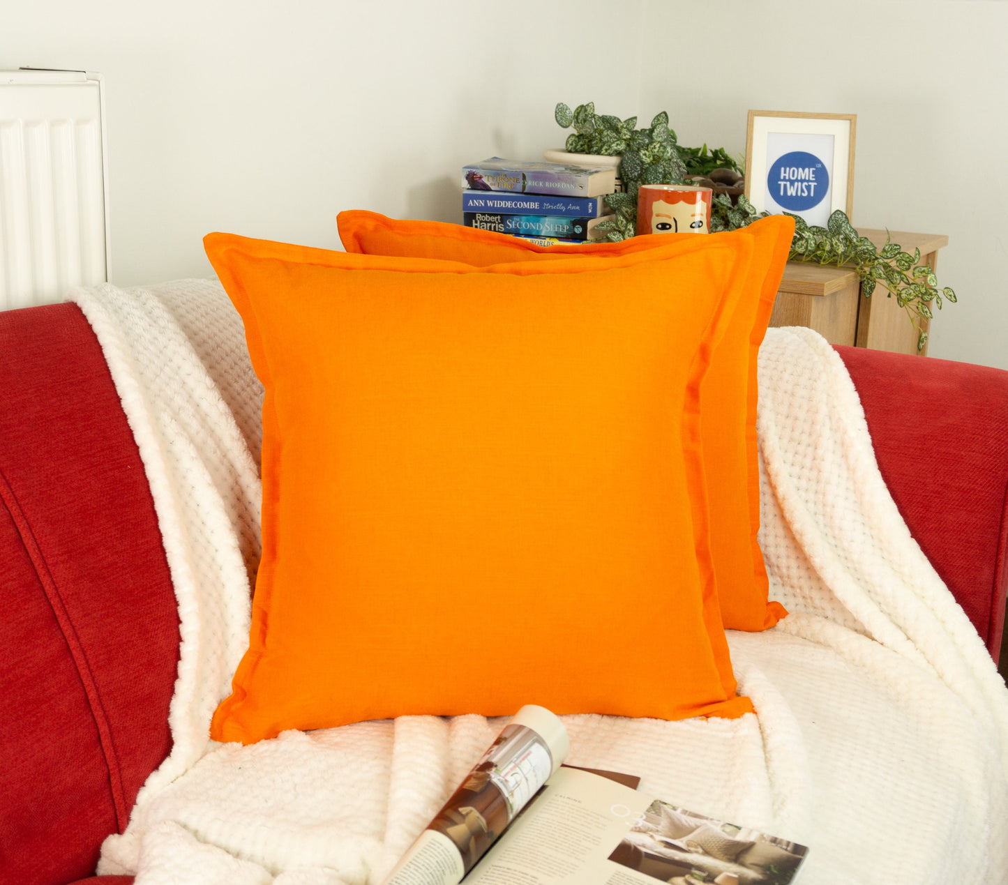 Natural Linen Orange Cushion Covers I Linen Throw Pillowcase Sofa Cushion Cover 45x45, 50x50cm