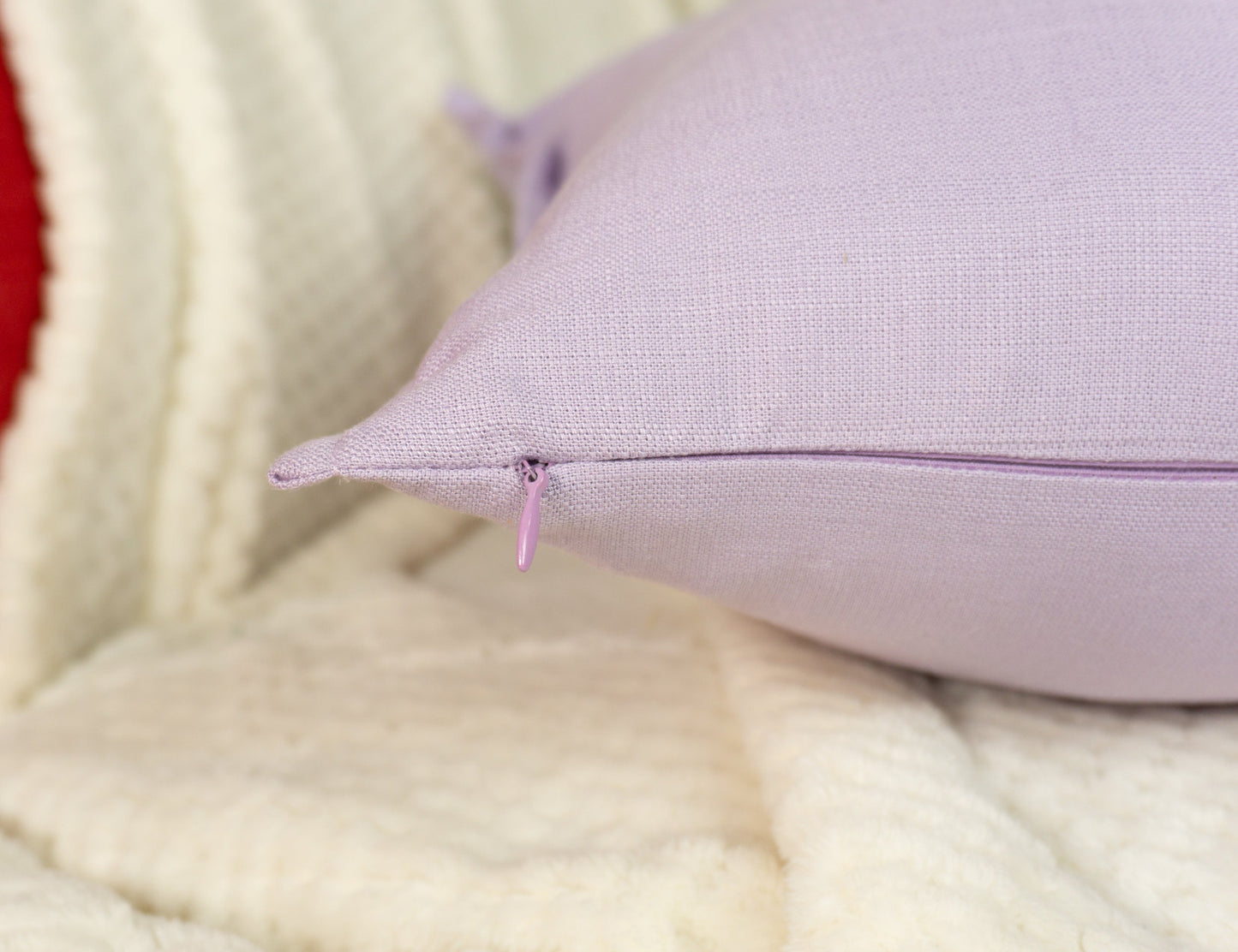 Cotton Linen Purple Cushion Cover, Linen Purple Throw Pillow, 18x18Inches, 20x20Inches