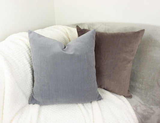 Woven Velvet Grey Cushion Cover, Throw Pillow Cover Home Sofa Decor 45x45cm, 18x18Inches