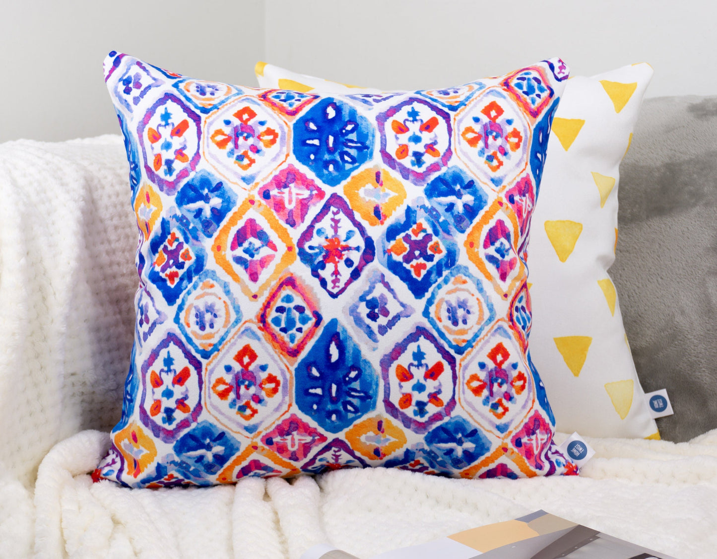 Multicoloured Decorative Cushion Covers, Double Sided 18x18 Inches, 45x45cm Square Cushion, Soft Velvet Fabric