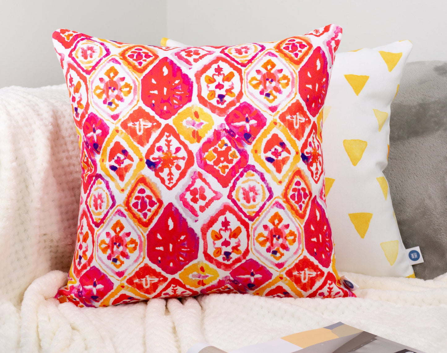 Multicoloured Decorative Cushion Covers, Double Sided 18x18 Inches, 45x45cm Square Cushion, Soft Velvet Fabric