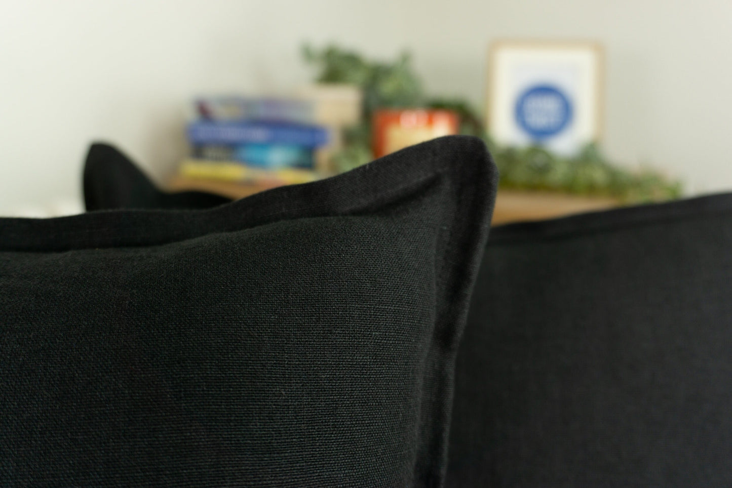 Natural Linen Black Pillow Cover, Dark Linen Pillow, Linen Cushion Covers, All Sizes.