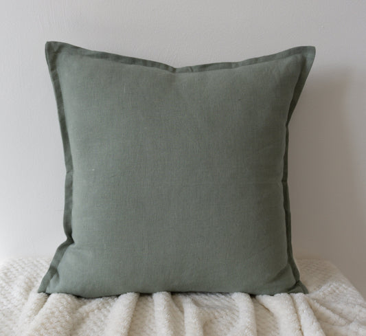 Natural Linen Pale Green Cushion Cover, Linen Pale Green Pillow Cover, 45x45cm 18x18inches