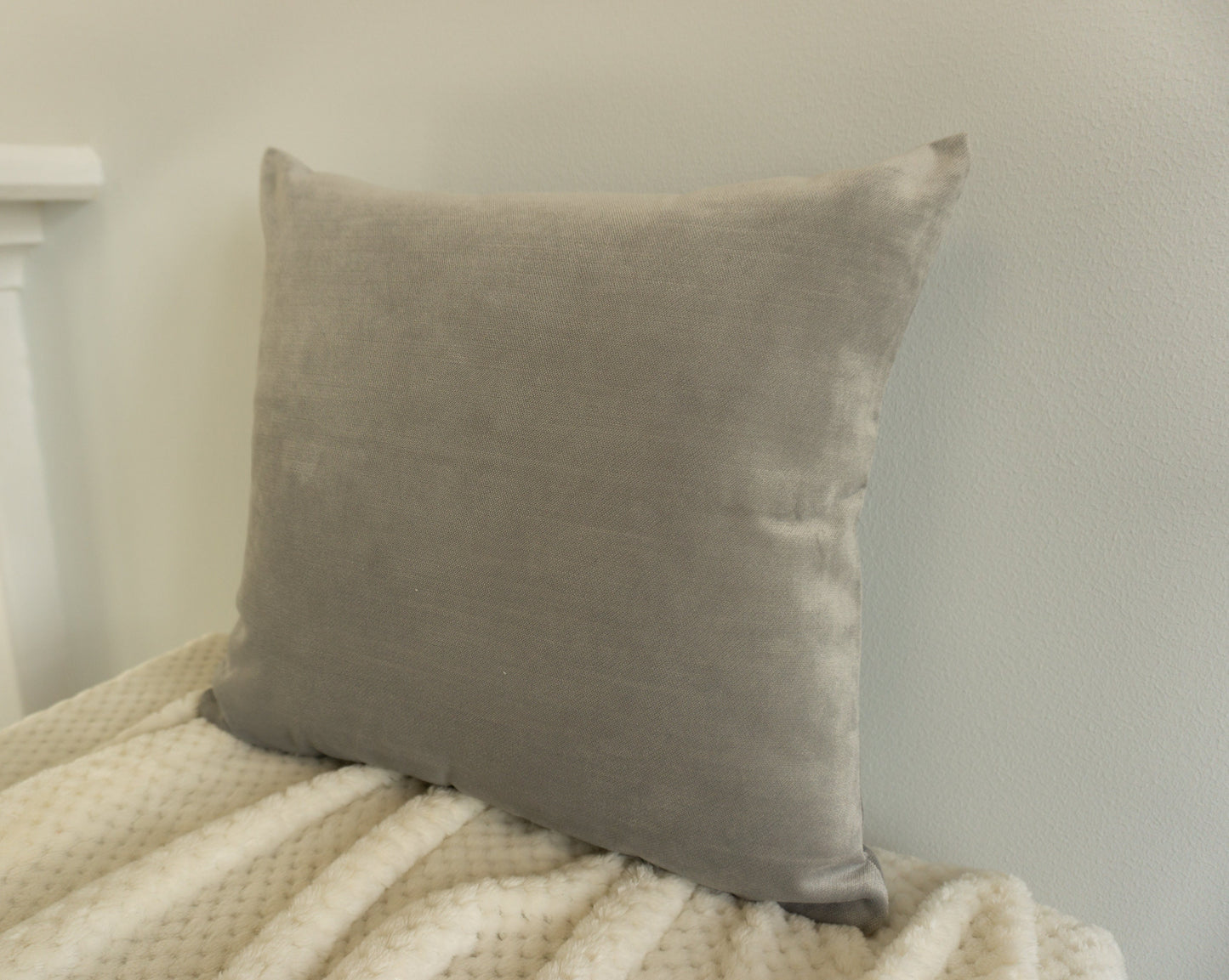 Velvet Light Grey Cushion Cover, Light Grey Velvet Throw Pillow, Cushion Cover 45x45cm