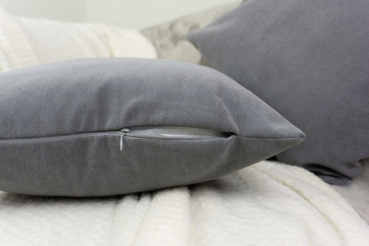 Luxury Dark Grey Velvet Pillow Cover, Grey Velvet Cushion Cover, Grey Pillowcase, All sizes and Custom Size