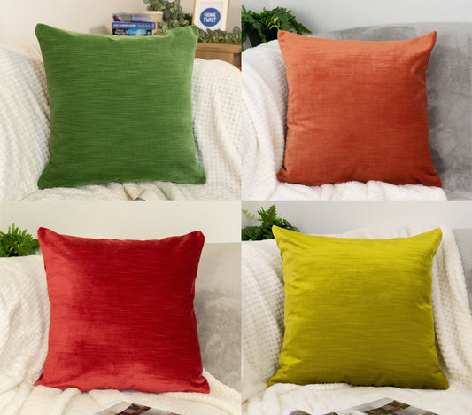 Luxury Corduroy Red, Gold, Orange, Green Cushion Cover, Modern Farmhouse Decor Cushion Cover, High Weight Fabric 43x43cm