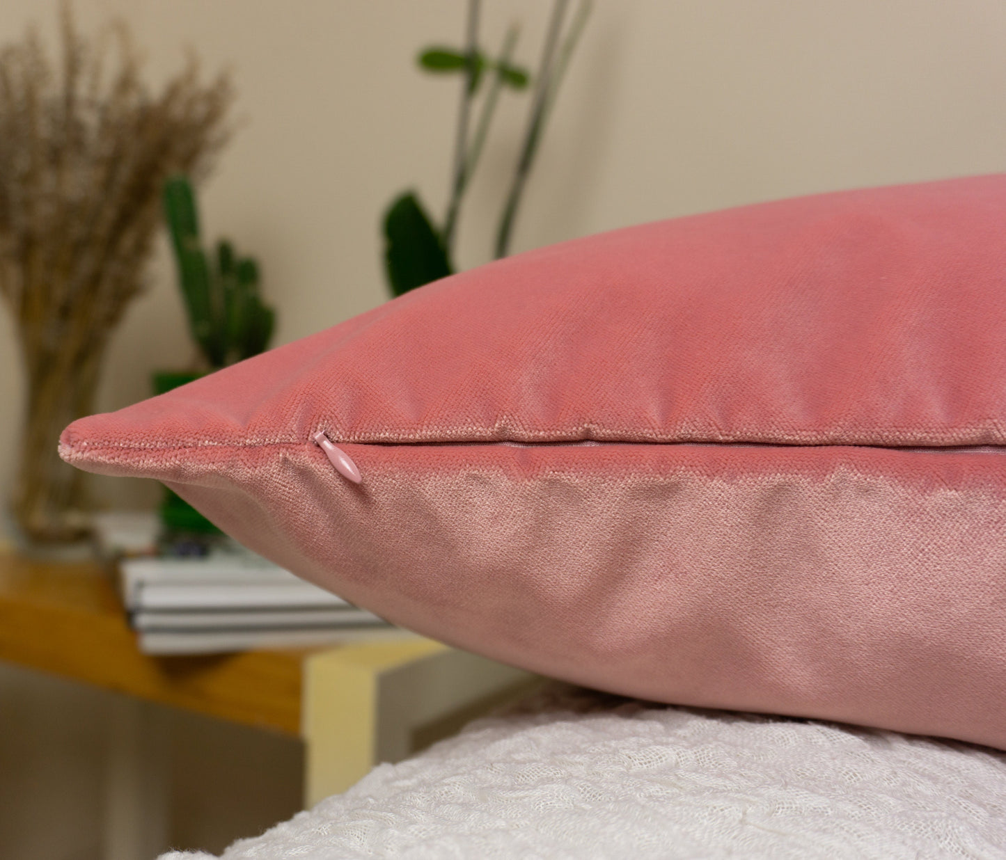 Plush Velvet Salmon Pink Pillow Cover, Velvet Pink Cushion Cover, Lumbar Pillow Cover, All Size available