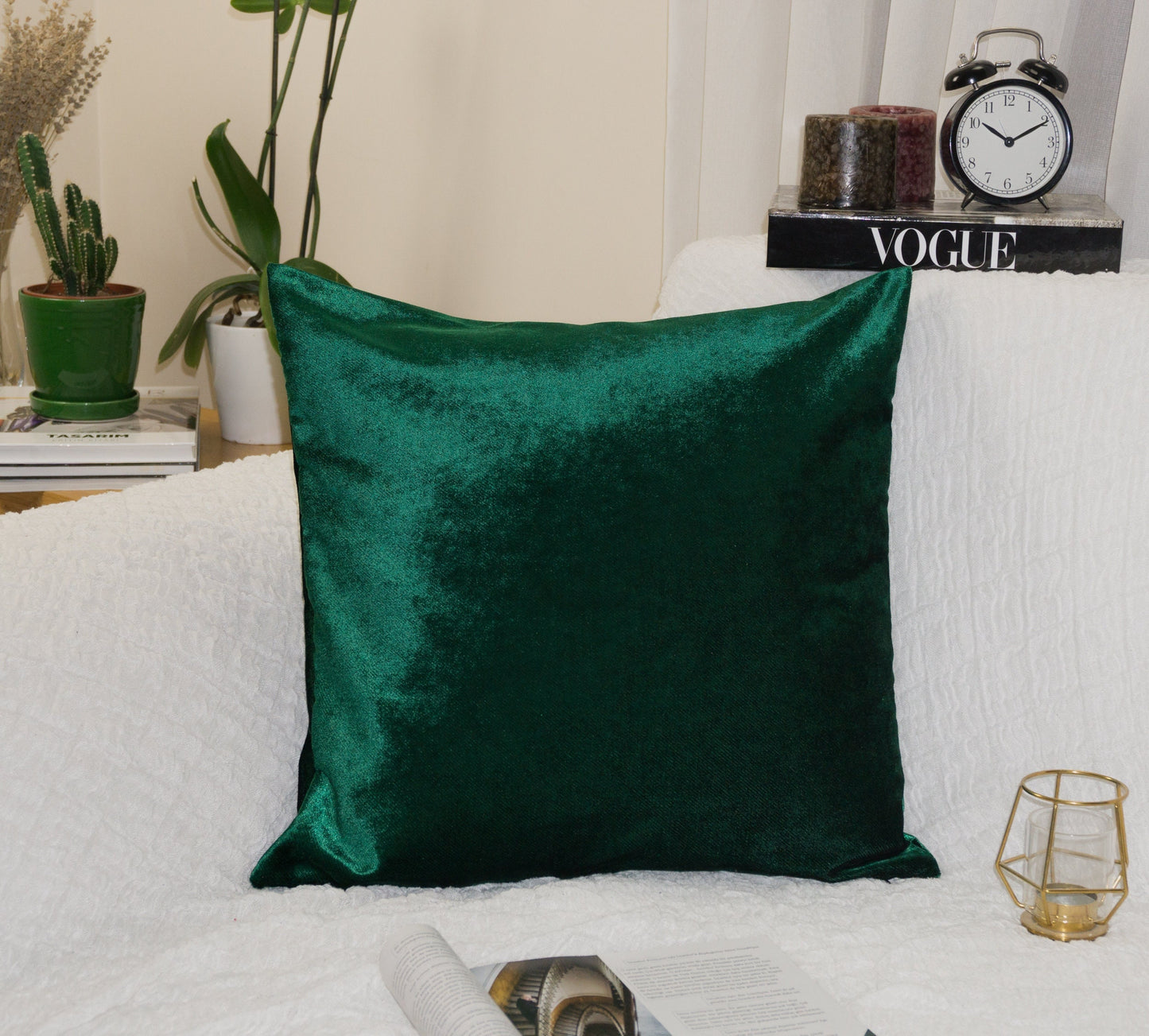 Luxury Shiny Dark Green Velvet Christmas Pillow Cover, Velvet Christmas Decor Green Cushion Cover (All Sizes)