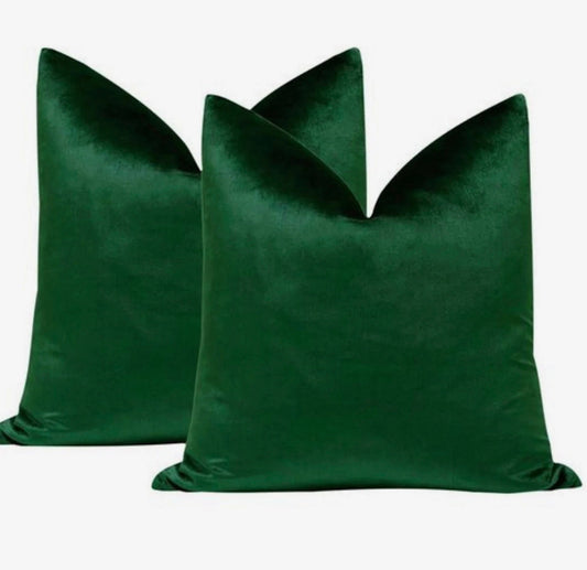 Luxury Shiny Dark Green Velvet Christmas Pillow Cover, Velvet Christmas Decor Green Cushion Cover (All Sizes)