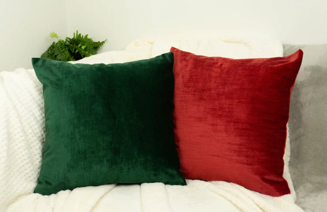 Luxury Cord Velvet Dark Green Pillow - Cushion Cover, Dark Green Lumbar Pillow Cover, Square Throw Pillow Cover (All Sizes)